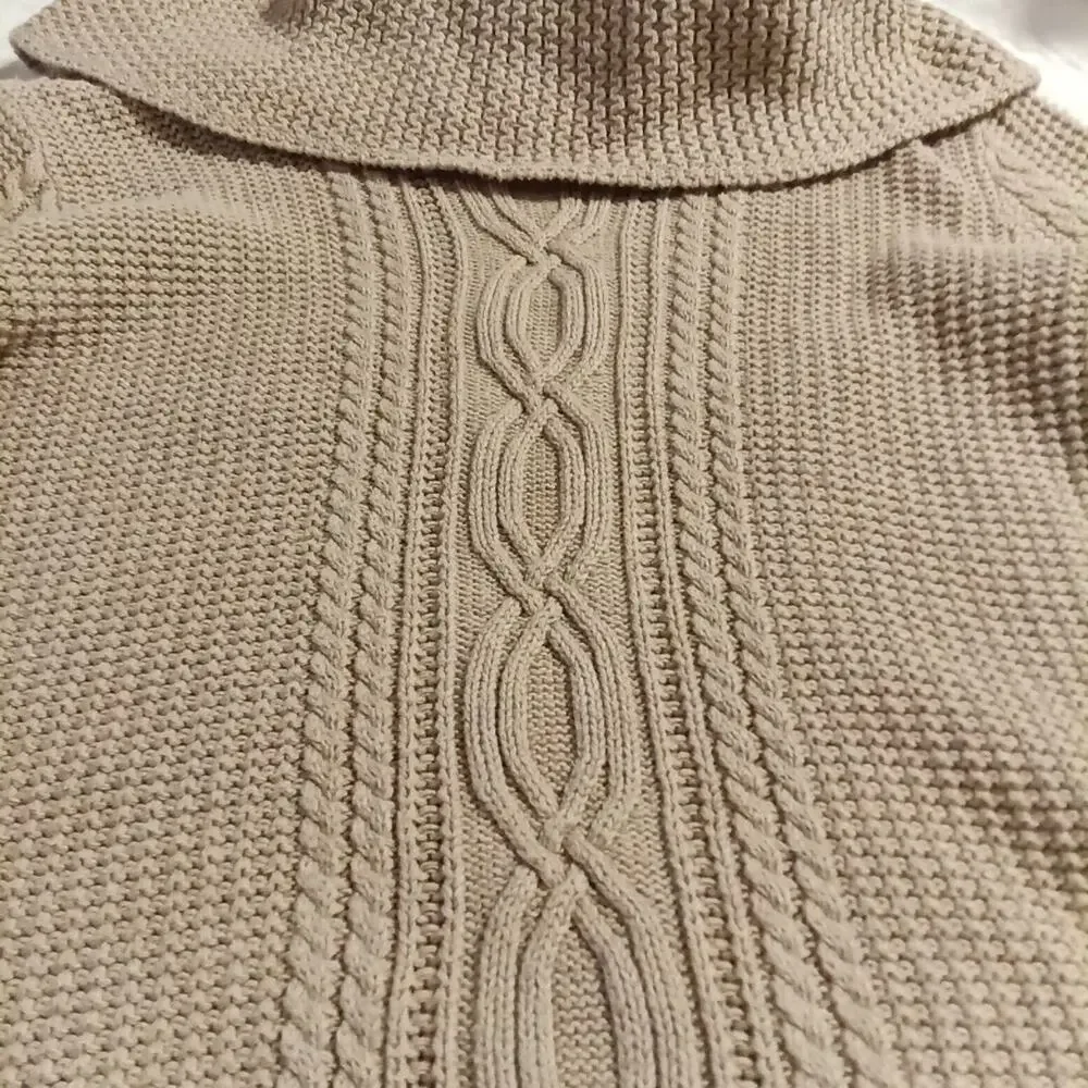 Vintage Jeanne Pierre Sweater Women Medium Ivory Cable Knit Cowl Neck Y2k Era